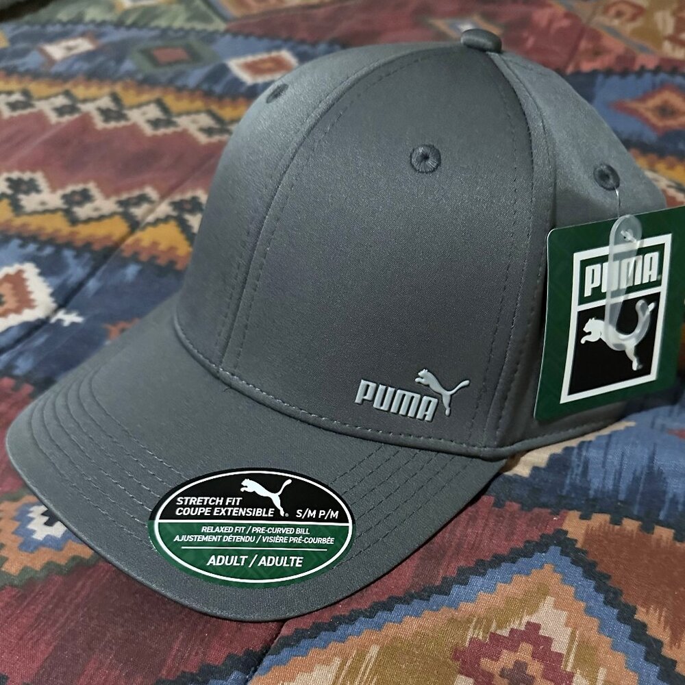 NWT Puma Mens Force 2.0 Stretch Fit Cap - Grey